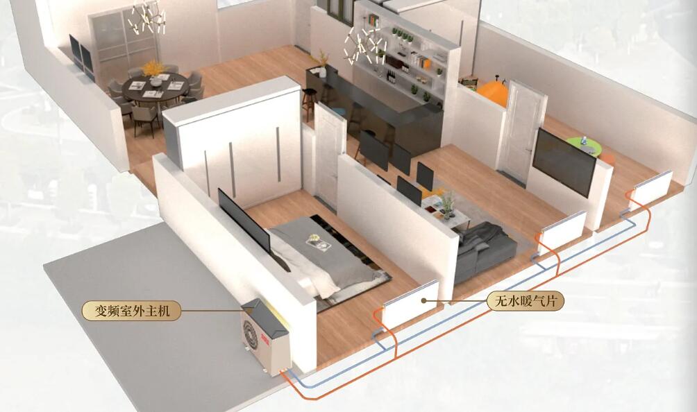 空气能热水器暖气片安装示意图 